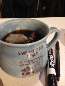 Tea steeping in a mug